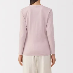 Clearance Muji Camiseta de manga larga con cuello redondo de algodón grueso y cálido para mujer