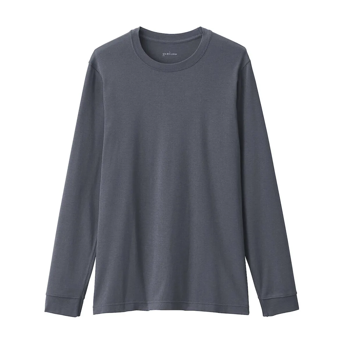 New Muji Camiseta de manga larga con cuello en U de algodón grueso y cálido para hombre