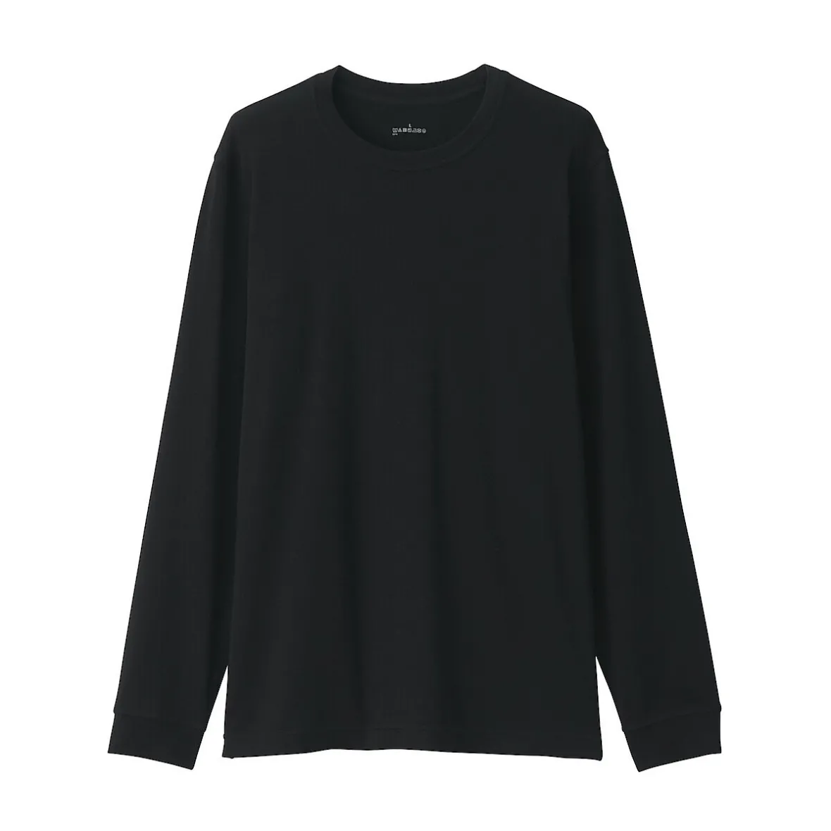 New Muji Camiseta de manga larga con cuello en U de algodón grueso y cálido para hombre