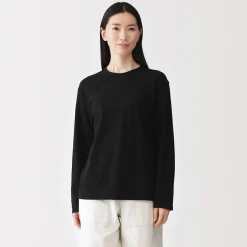 Best Muji Camiseta de manga larga de punto de alta torsión para mujer
