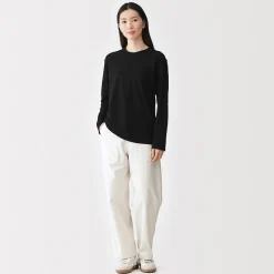 Best Muji Camiseta de manga larga de punto de alta torsión para mujer