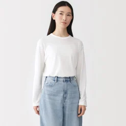 Best Muji Camiseta de manga larga de punto de alta torsión para mujer