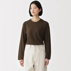 Best Muji Camiseta de manga larga de punto de alta torsión para mujer