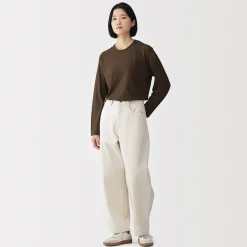 Best Muji Camiseta de manga larga de punto de alta torsión para mujer