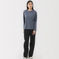 Sale Muji Camiseta de manga larga en mezcla de algodón para mujer