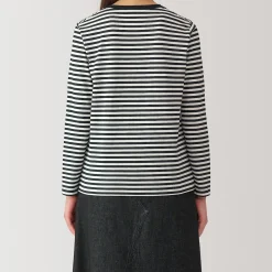Sale Muji Camiseta de manga larga en mezcla de algodón para mujer