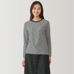 Sale Muji Camiseta de manga larga en mezcla de algodón para mujer