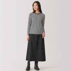 Sale Muji Camiseta de manga larga en mezcla de algodón para mujer