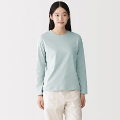 Best Muji Camiseta de manga larga en mezcla de algodón para mujer