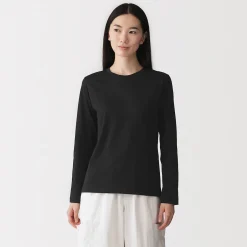 Best Muji Camiseta de manga larga en mezcla de algodón para mujer