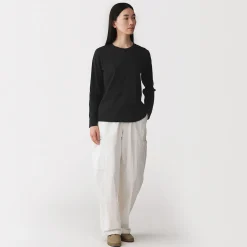 Best Muji Camiseta de manga larga en mezcla de algodón para mujer