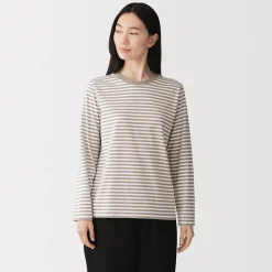 Best Muji Camiseta de manga larga en mezcla de algodón para mujer