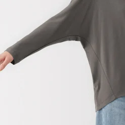 Muji Camiseta de manga larga murciélago de mezcla de lyocell para mujer
