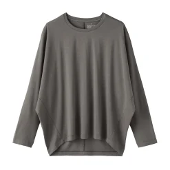 Muji Camiseta de manga larga murciélago de mezcla de lyocell para mujer