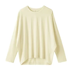 Muji Camiseta de manga larga murciélago de mezcla de lyocell para mujer