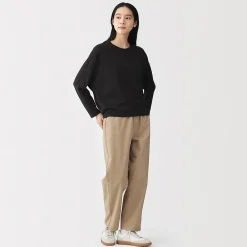 Muji Camiseta de manga larga murciélago de mezcla de lyocell para mujer