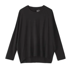 Muji Camiseta de manga larga murciélago de mezcla de lyocell para mujer