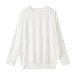 Muji Camiseta de manga larga murciélago de mezcla de lyocell para mujer