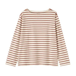 Hot Muji Camiseta de manga larga y cuello ancho de algodón grueso para mujer