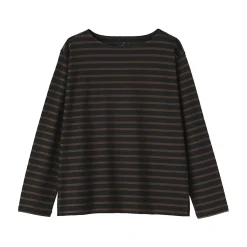 Hot Muji Camiseta de manga larga y cuello ancho de algodón grueso para mujer