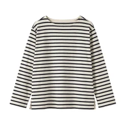 Best Muji Camiseta de manga larga y cuello ancho de algodón grueso para mujer