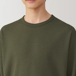 Discount Muji Camiseta de manga larga y tejido waffle Quick Dry para hombre