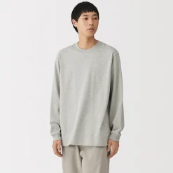 Clearance Muji Camiseta de manga larga y algodón grueso para hombre