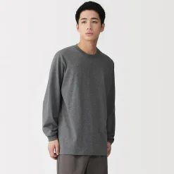 Clearance Muji Camiseta de manga larga y algodón grueso para hombre