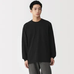 Clearance Muji Camiseta de manga larga y algodón grueso para hombre