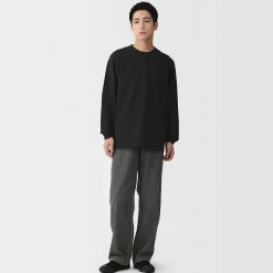 Clearance Muji Camiseta de manga larga y algodón grueso para hombre