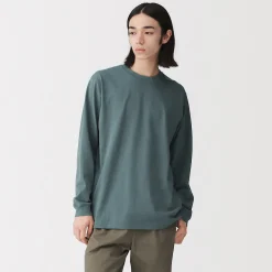 Clearance Muji Camiseta de manga larga y algodón grueso para hombre