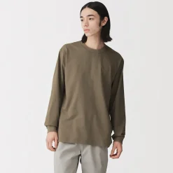 Clearance Muji Camiseta de manga larga y algodón grueso para hombre