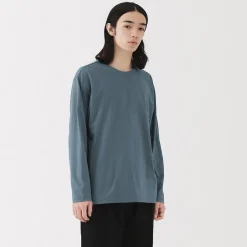 Clearance Muji Camiseta de manga larga y acabado lavado para hombre