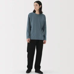 Clearance Muji Camiseta de manga larga y acabado lavado para hombre
