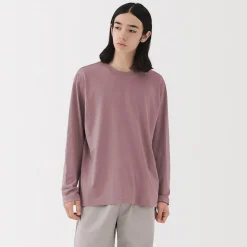 Clearance Muji Camiseta de manga larga y acabado lavado para hombre