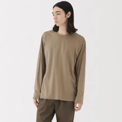 Clearance Muji Camiseta de manga larga y acabado lavado para hombre