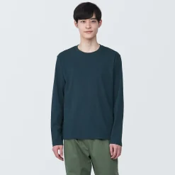 Clearance Muji Camiseta de manga larga y acabado lavado para hombre