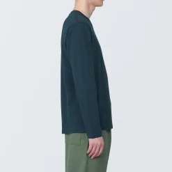Clearance Muji Camiseta de manga larga y acabado lavado para hombre