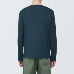 Clearance Muji Camiseta de manga larga y acabado lavado para hombre