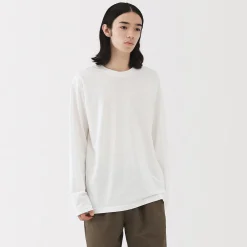 Clearance Muji Camiseta de manga larga y acabado lavado para hombre