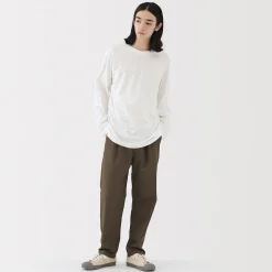 Clearance Muji Camiseta de manga larga y acabado lavado para hombre