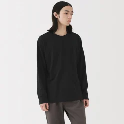 Clearance Muji Camiseta de manga larga y acabado lavado para hombre