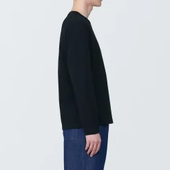 Clearance Muji Camiseta de manga larga y acabado lavado para hombre