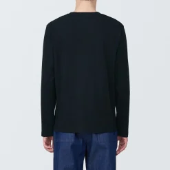 Clearance Muji Camiseta de manga larga y acabado lavado para hombre