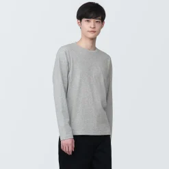 Clearance Muji Camiseta de manga larga y acabado lavado para hombre