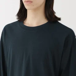 Clearance Muji Camiseta de manga larga y acabado lavado para hombre
