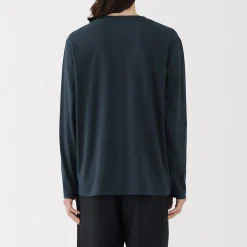 Clearance Muji Camiseta de manga larga y acabado lavado para hombre