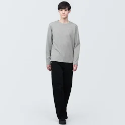 Clearance Muji Camiseta de manga larga y acabado lavado para hombre