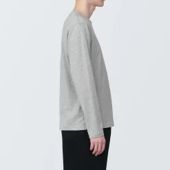 Clearance Muji Camiseta de manga larga y acabado lavado para hombre