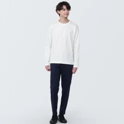 Clearance Muji Camiseta de manga larga y acabado lavado para hombre